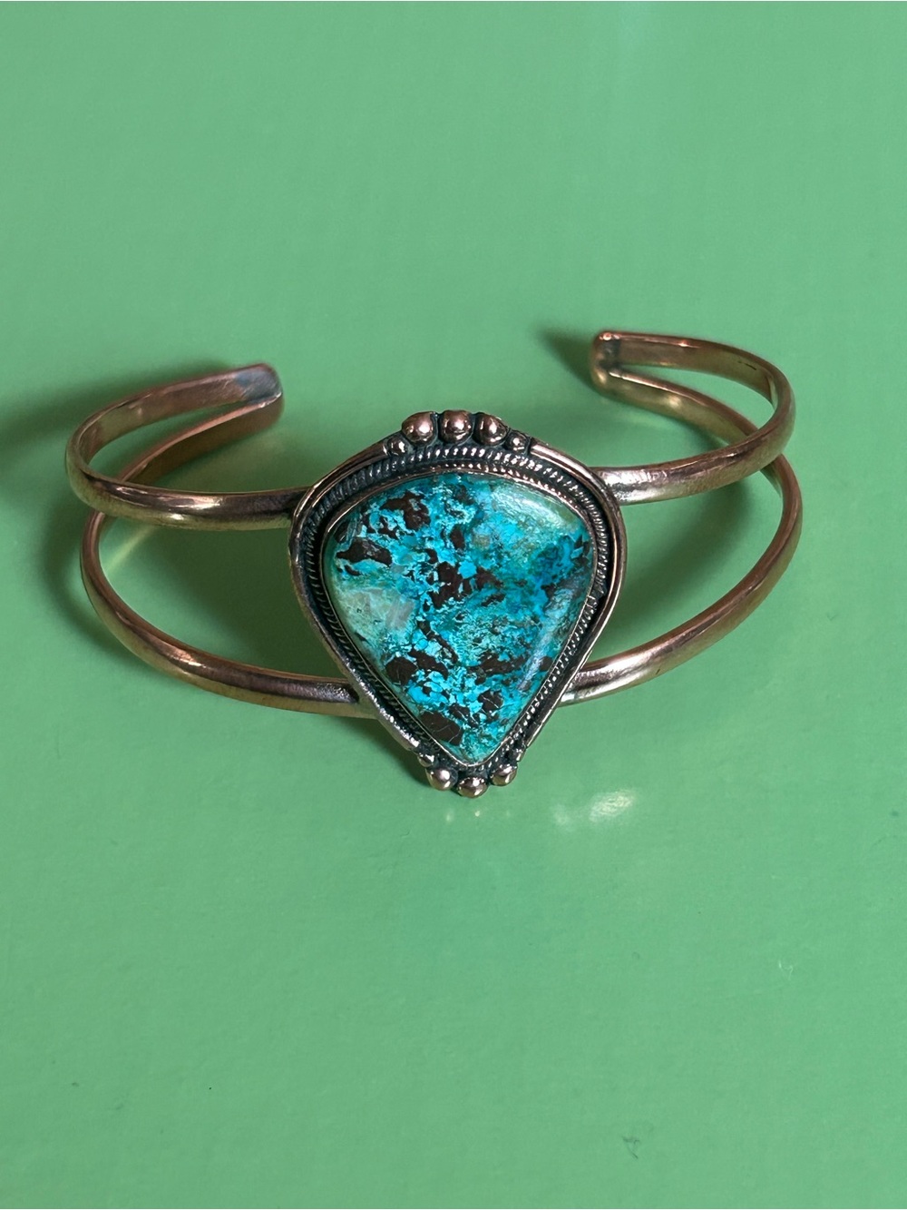 Turquoise Teardrop Copper Cuff Bracelet - Women Jewelry